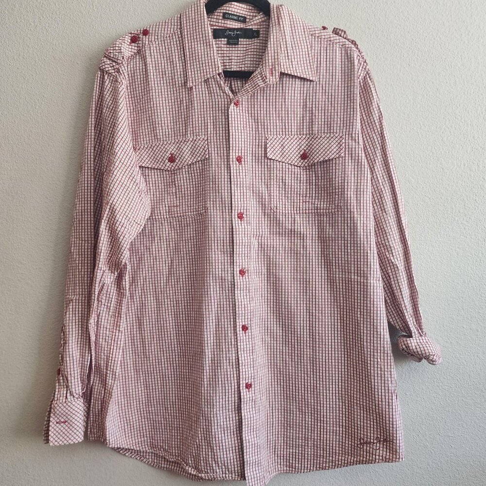 Sean John Shirt Mens XL Checkered Classic Fit Long Sleeve Casual Button Up